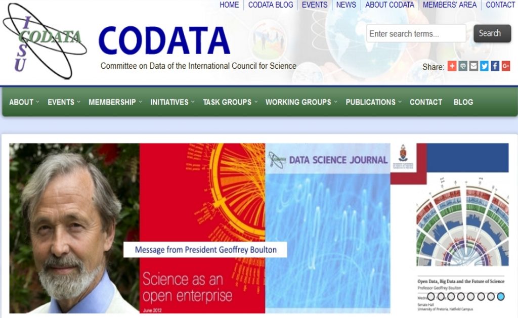 Site web de l'association scientifique CODATA